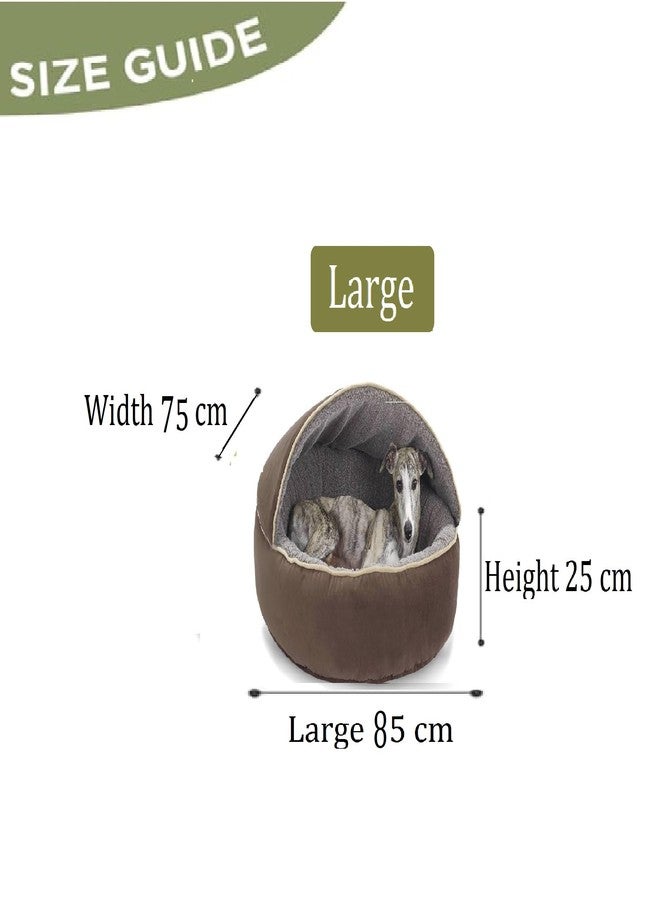 Fluffy's Luxurious Hooded Cover Fleece Fabric Fiber Filled Dogs & Cats Bed (Export Quality, Large, Brown) - Image 2